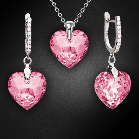 Sudraba komplekts "Iemīlējusies Sirds III R (Rose)" ar Swarovski™ kristāliem